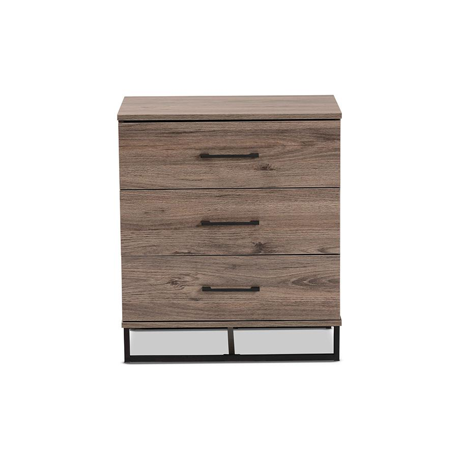 Daxton Modern and Contemporary Rustic Oak Finished Wood 3-Drawer Storage Chest