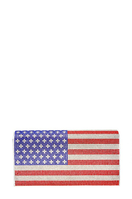 American Flag Rhinestone Clutch