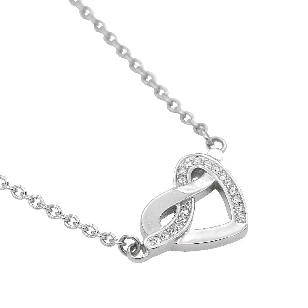 Glimmering Heart Knot Necklace