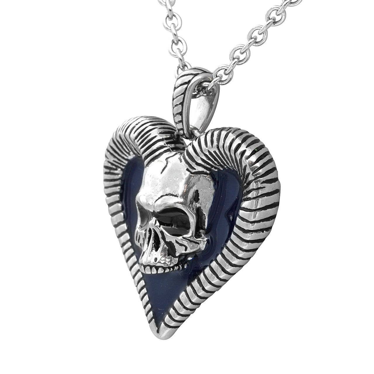 Horned Skull Heart Necklace