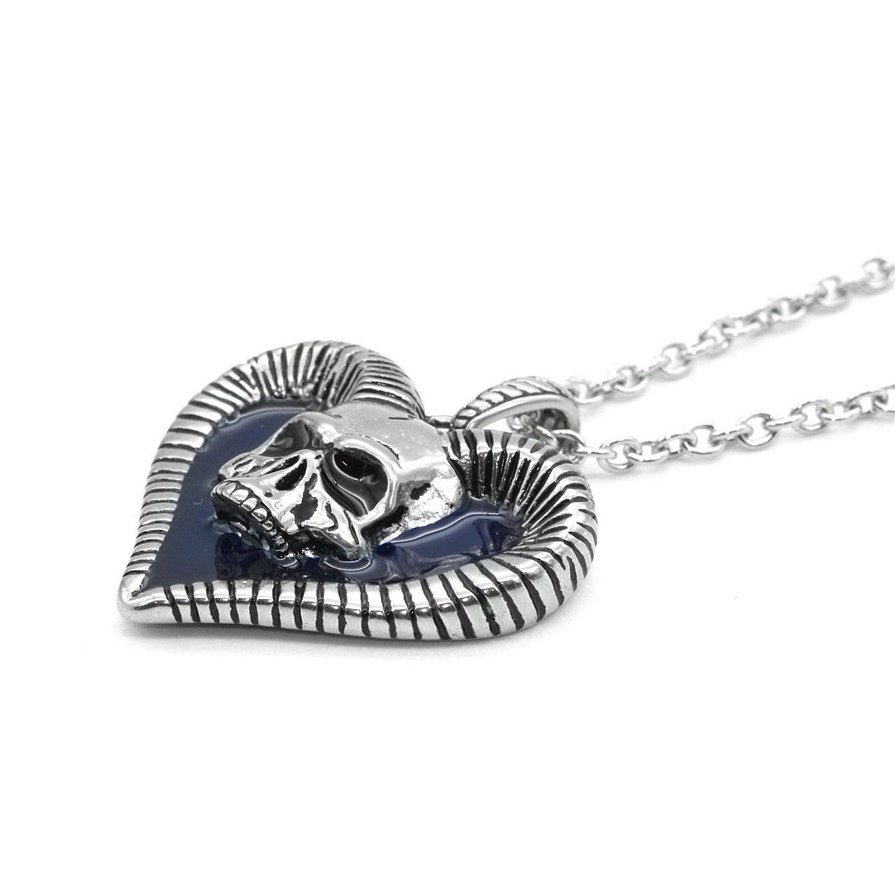 Horned Skull Heart Necklace