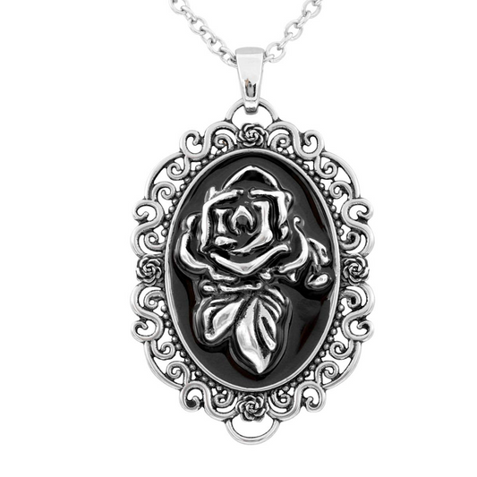 Controse Rose Portrait Cameo Necklace