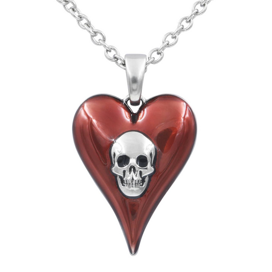 Passion Red Heart Skull Necklace