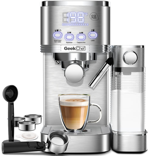 Geek Chef Espresso And Cappuccino Machine With Automatic Milk Frother