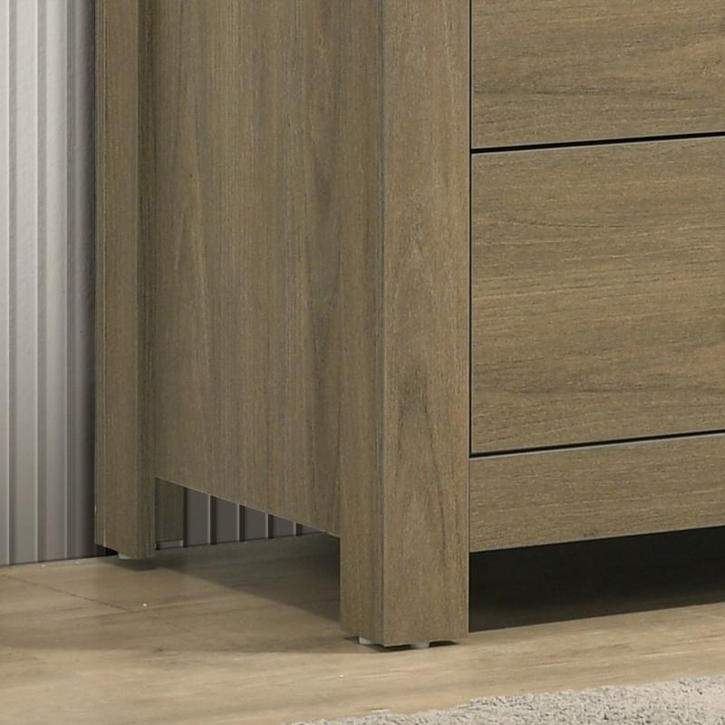 Finn Coffee Gray Oak Finish Dresser with 6 Drawers and Black Handles