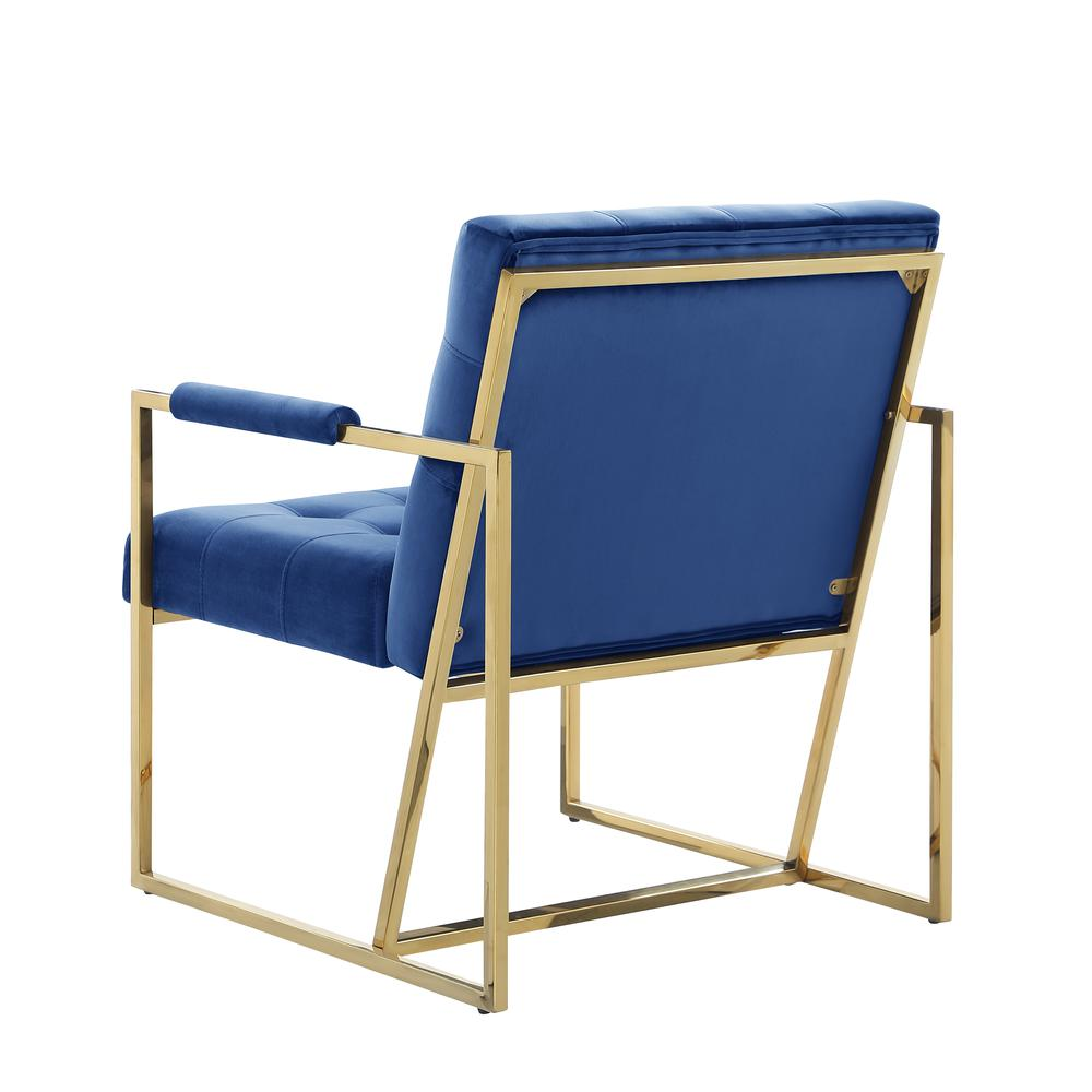 Luxor Blue Velvet Modern Accent Chair in Gold