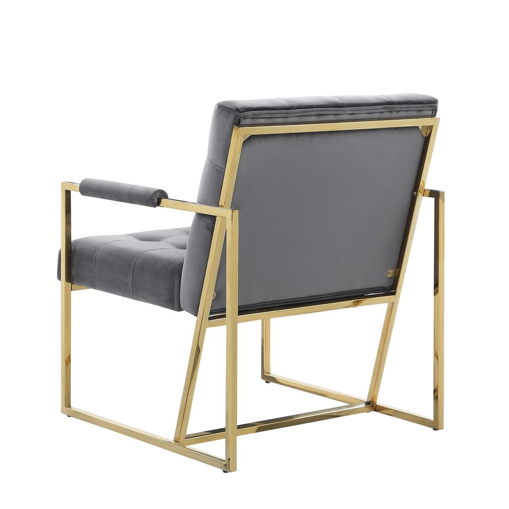 Luxor Gray Velvet Modern Accent Chair in Gold