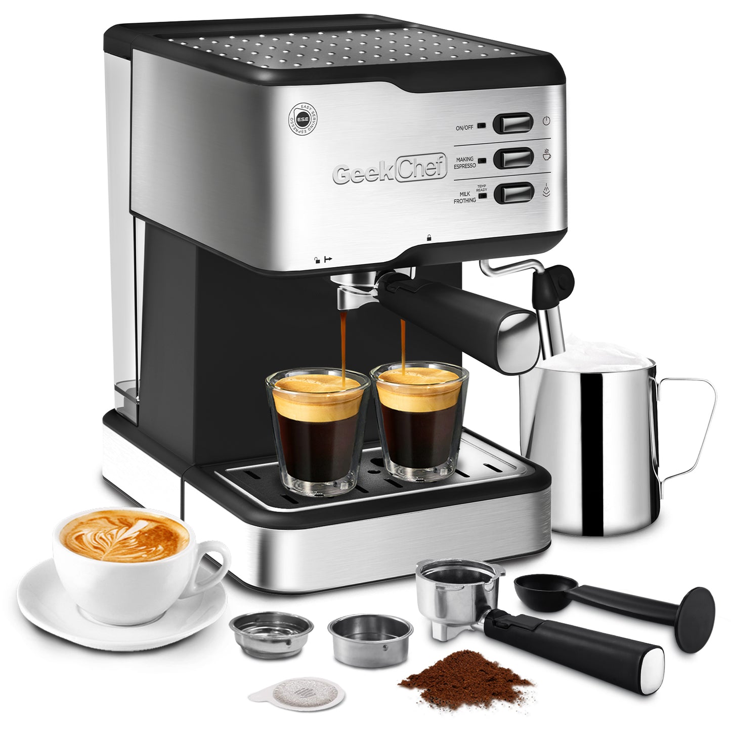 Geek Chef Espresso & Cappuccino Latte Maker 20 Bar Coffee Machine