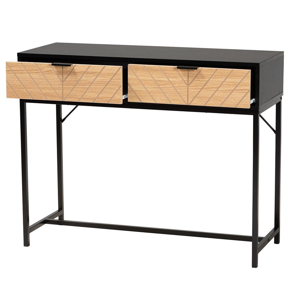 Black Metal 2-Drawer Console Table