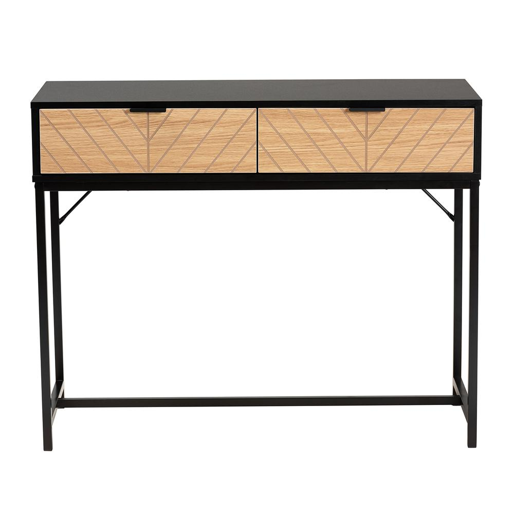 Black Metal 2-Drawer Console Table