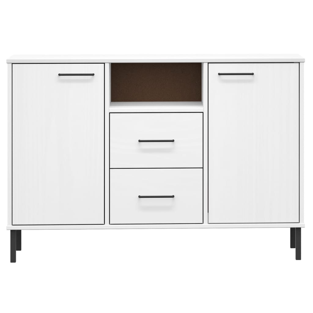 vidaXL Sideboard with Metal Legs White 44.5"x15.7"x30.3" Solid Wood OSLO