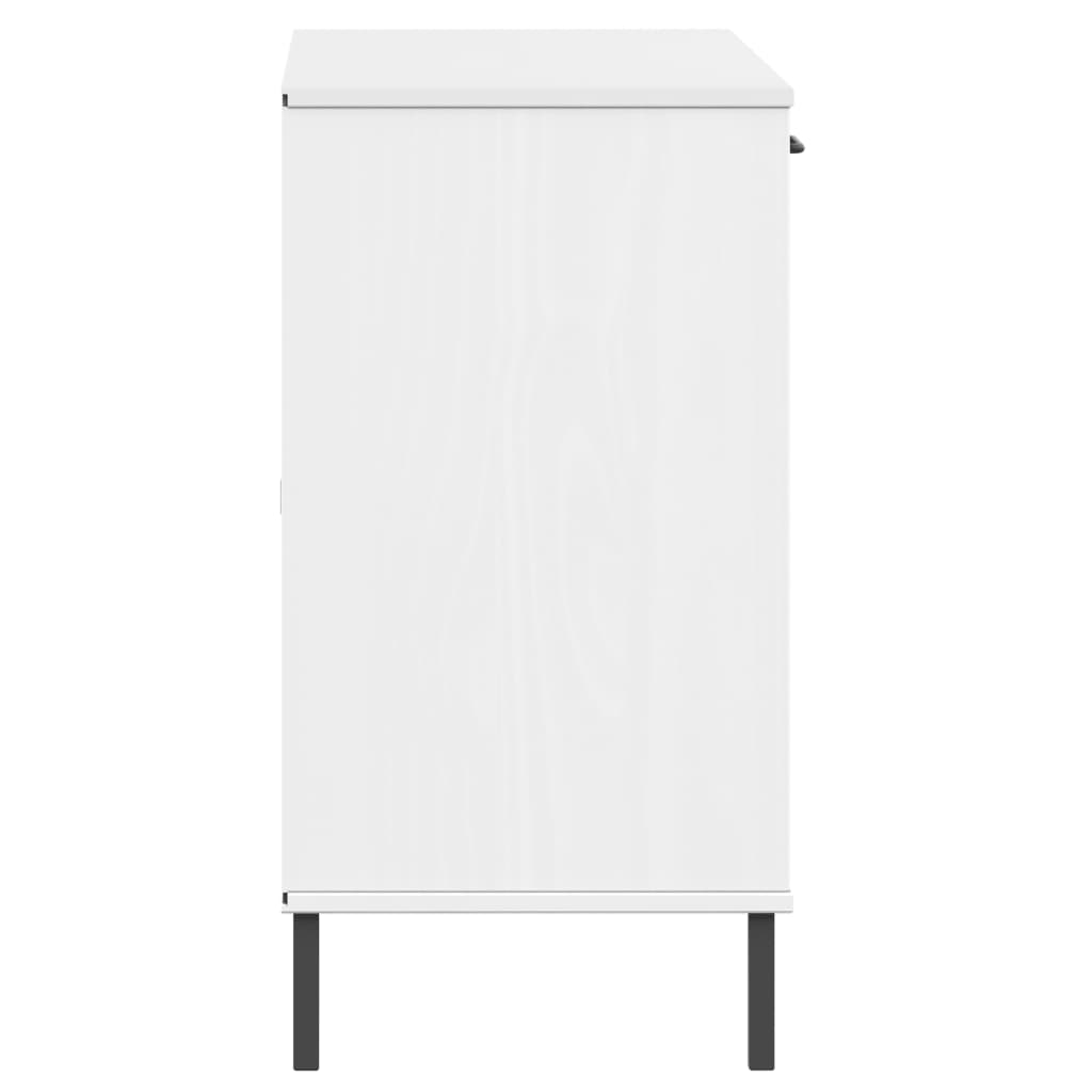 vidaXL Sideboard with Metal Legs White 44.5"x15.7"x30.3" Solid Wood OSLO