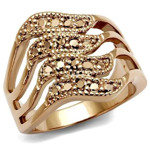 3W1196 - IP Rose Gold(Ion Plating) Brass Ring with AAA Grade CZ  in Metallic Light Gold