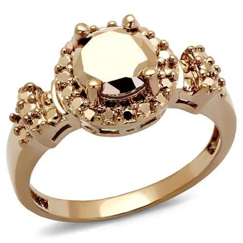 3W1193 - IP Rose Gold(Ion Plating) Brass Ring with AAA Grade CZ  in Metallic Light Gold