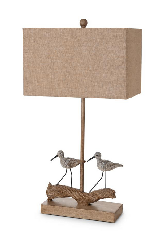 "Set of Two 30"" Brown Sand Piper Bird Table Lamps With Brown Shade"