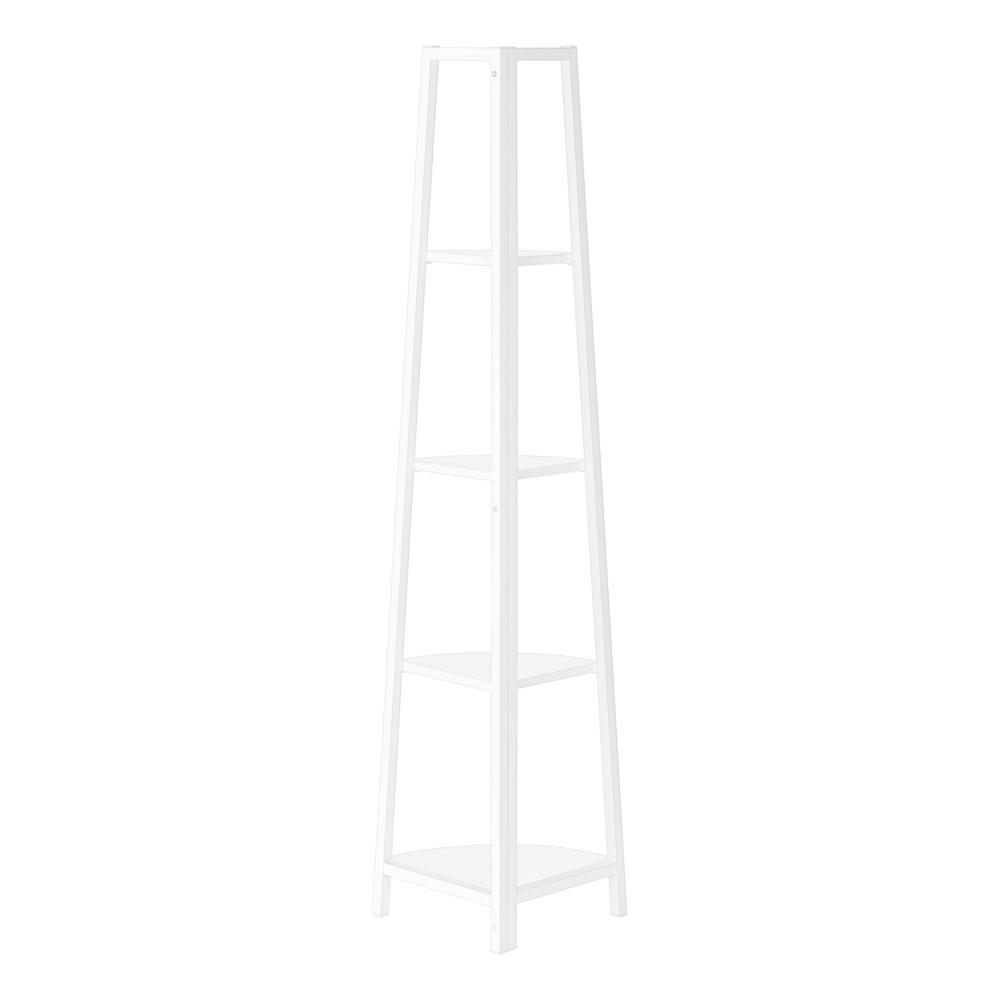 BOOKCASE - 60"H / WHITE / WHITE METAL CORNER ETAGERE