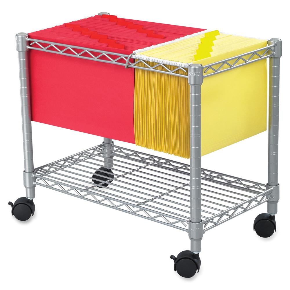 Safco 5201GR Wire Mobile File - 1 Shelf - 300 lb Capacity - 4 Casters - 2" Caster Size - Steel - x 14" Width x 24" Depth x 20.5" Height - Gray - 1 Each