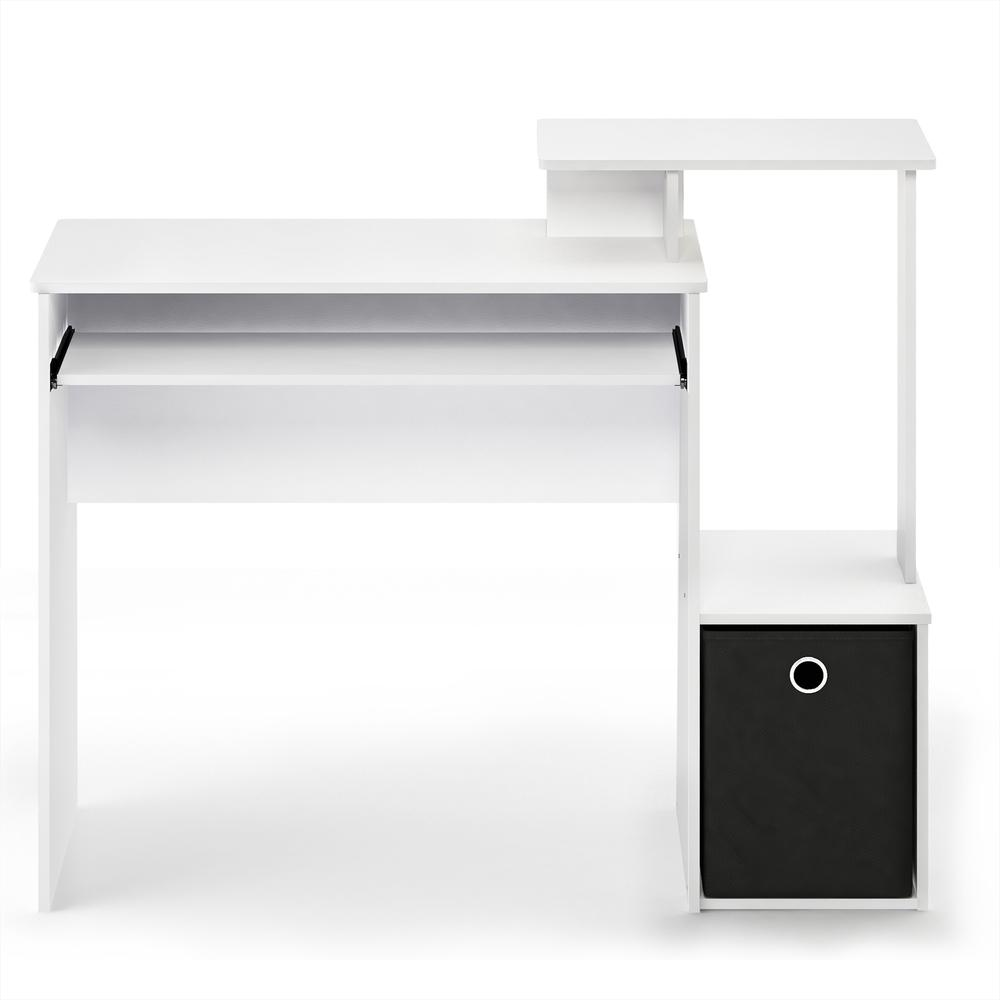 Multipurpose Home Office Computer Writing Desk w/Bin, White/Black