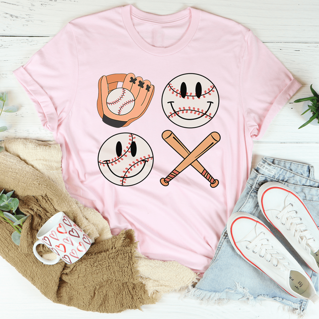 Retro Smiley Baseball T-Shirt