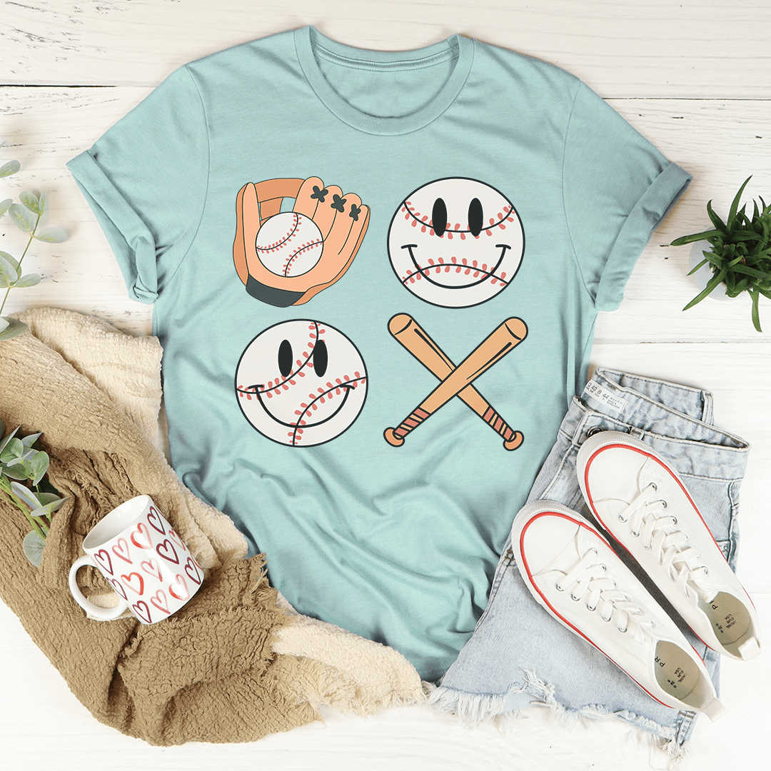 Retro Smiley Baseball T-Shirt