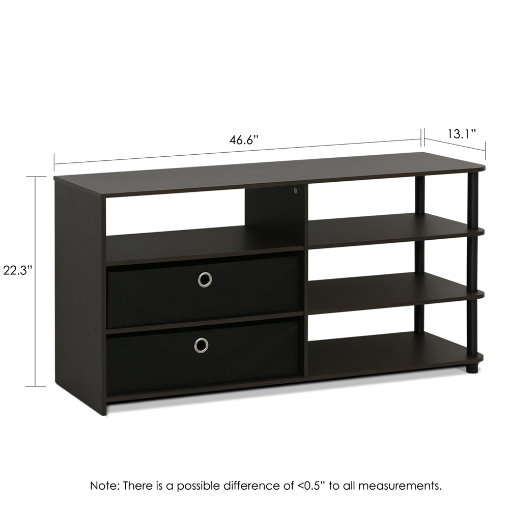 JAYA Simple Design TV Stand for up to 50-Inch with Bins, Walnut,