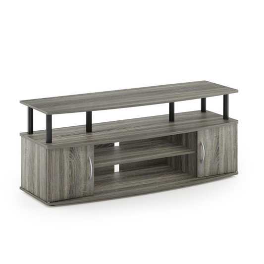 Large Entertainment Center Hold up to 50-IN TV, French Oak Grey/Black