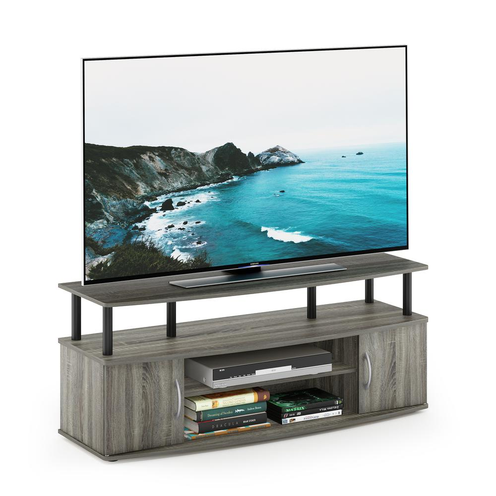 Large Entertainment Center Hold up to 50-IN TV, French Oak Grey/Black