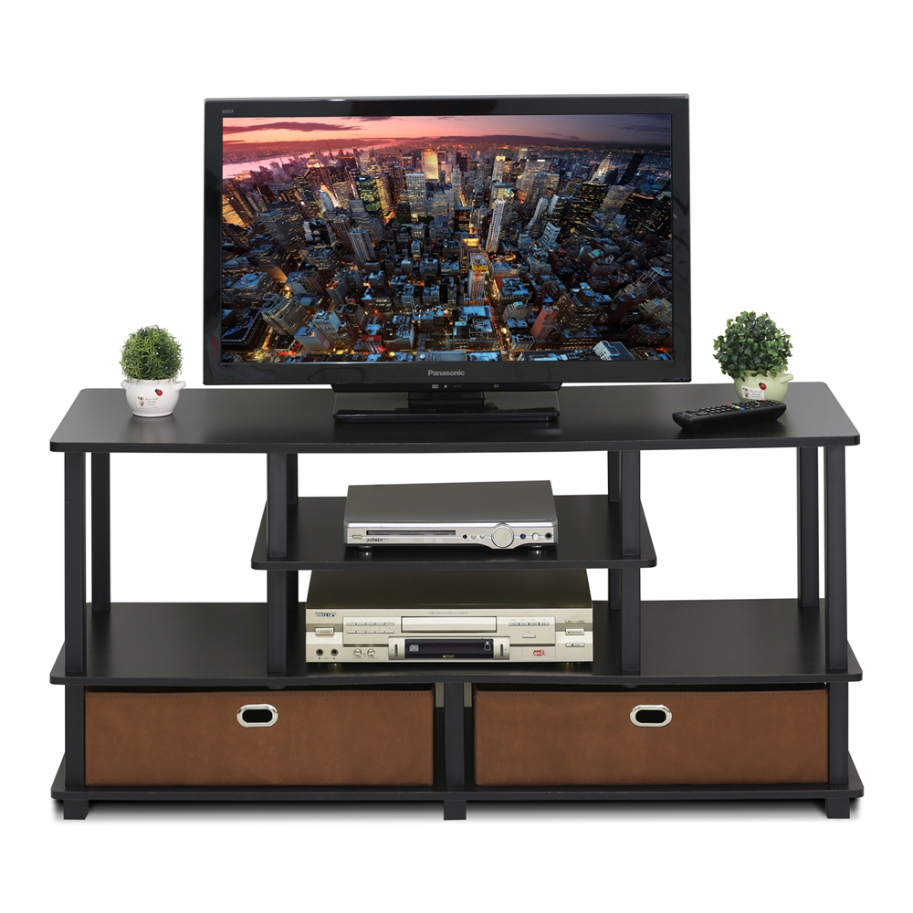 Large TV Stand for up to 50-Inch TV with Storage Bin,