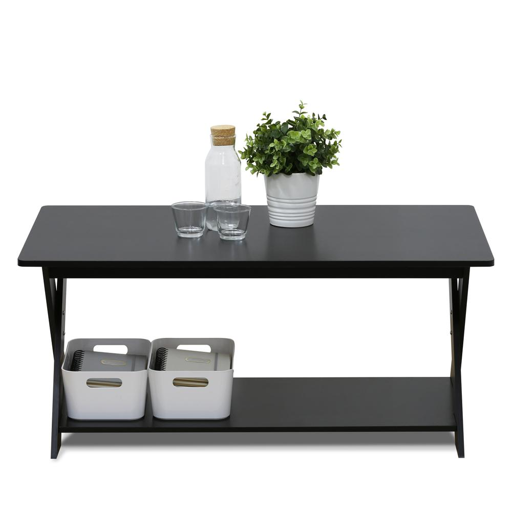 Furinno Modern Simplistic Criss-Crossed Coffee Table, Espresso