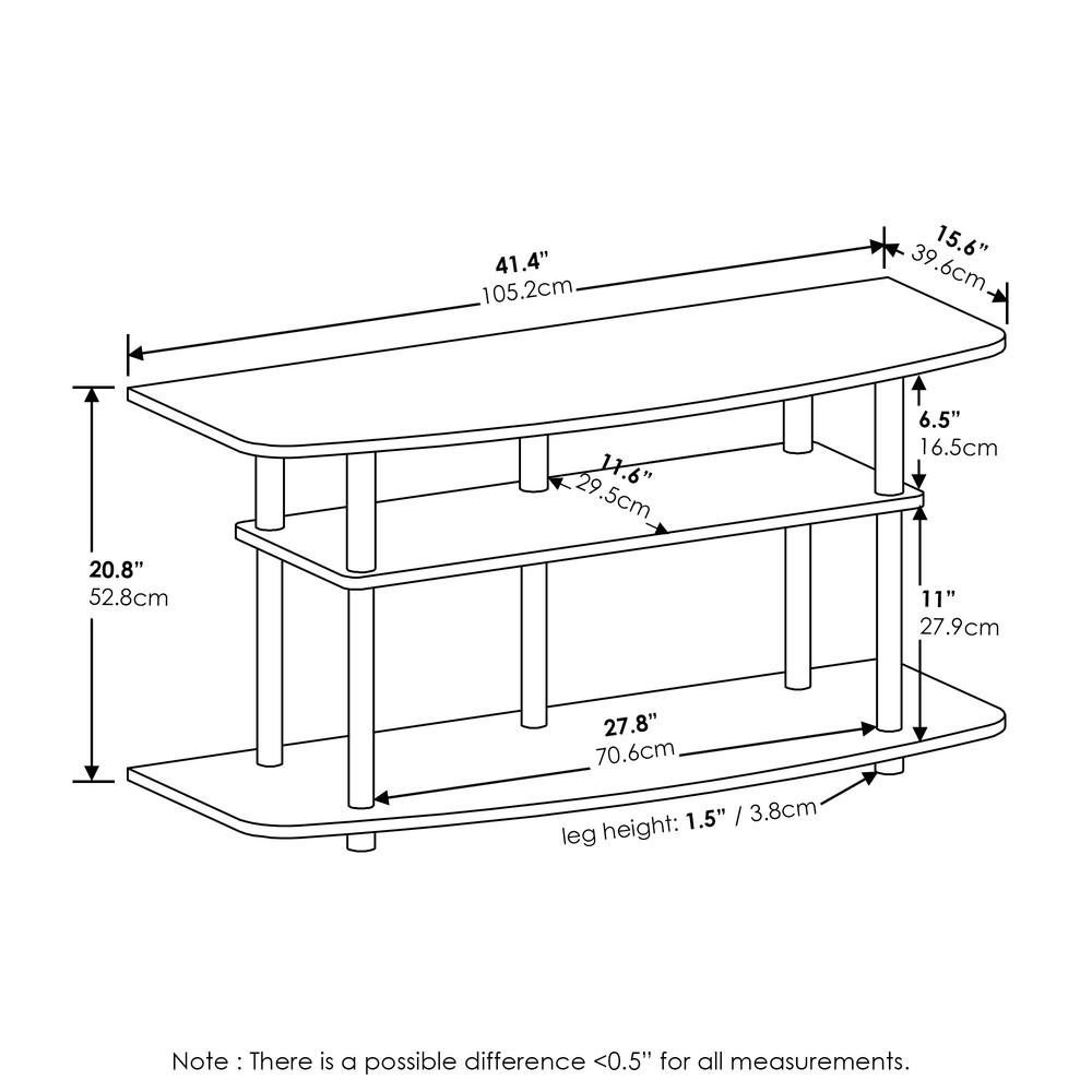 3-Tier TV Stand for TV up to 46, White Oak