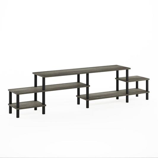 Grand Entertainment Center for TV up to 80 Inch, French Oak Grey/Black