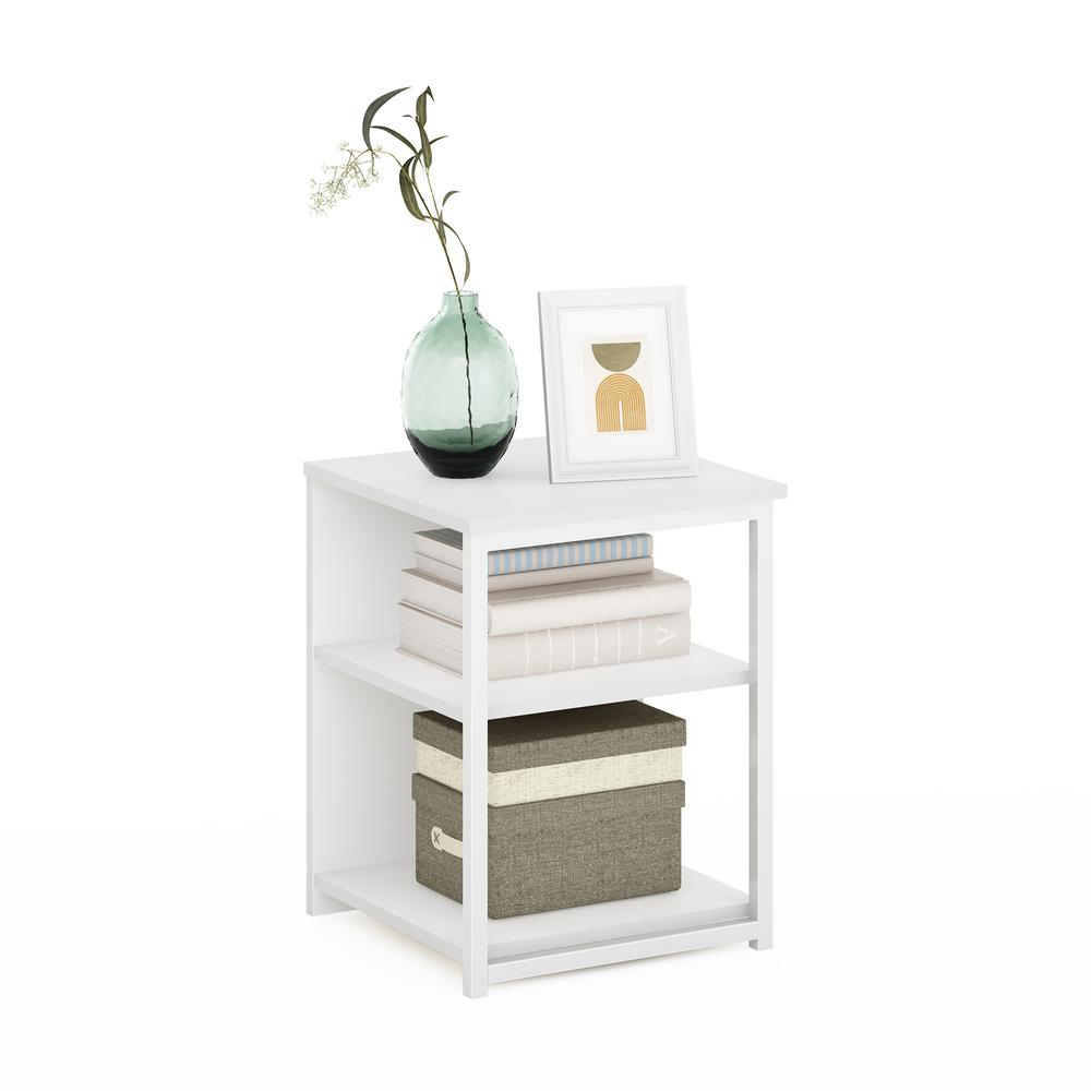 Modern Living End Table, Solid White/White