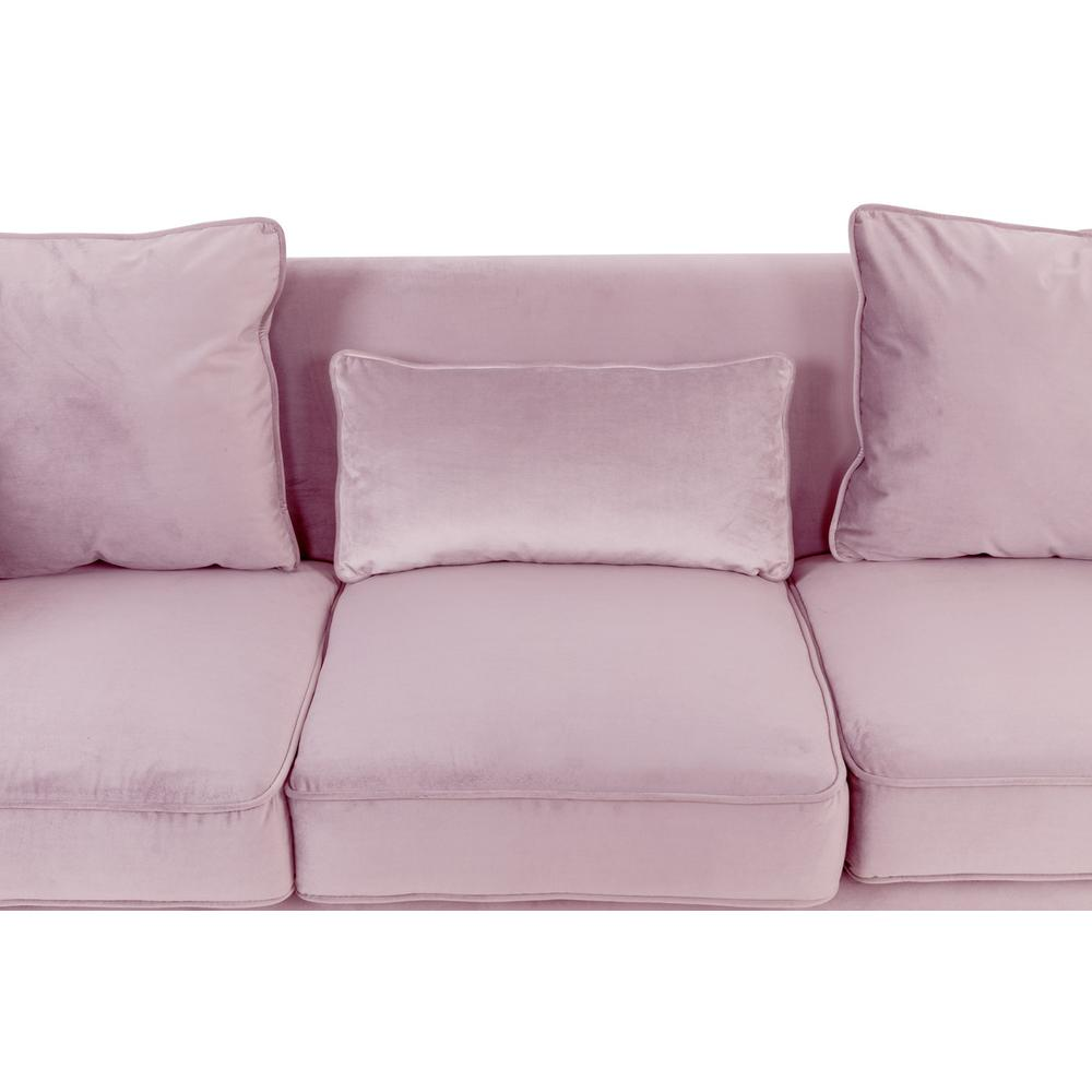 Bayberry Pink Velvet Sofa with 3 Pillows