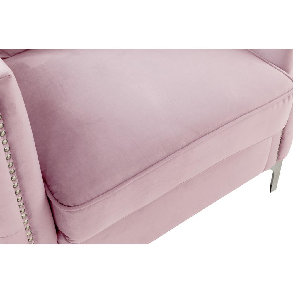 Bayberry Pink Velvet Sofa with 3 Pillows