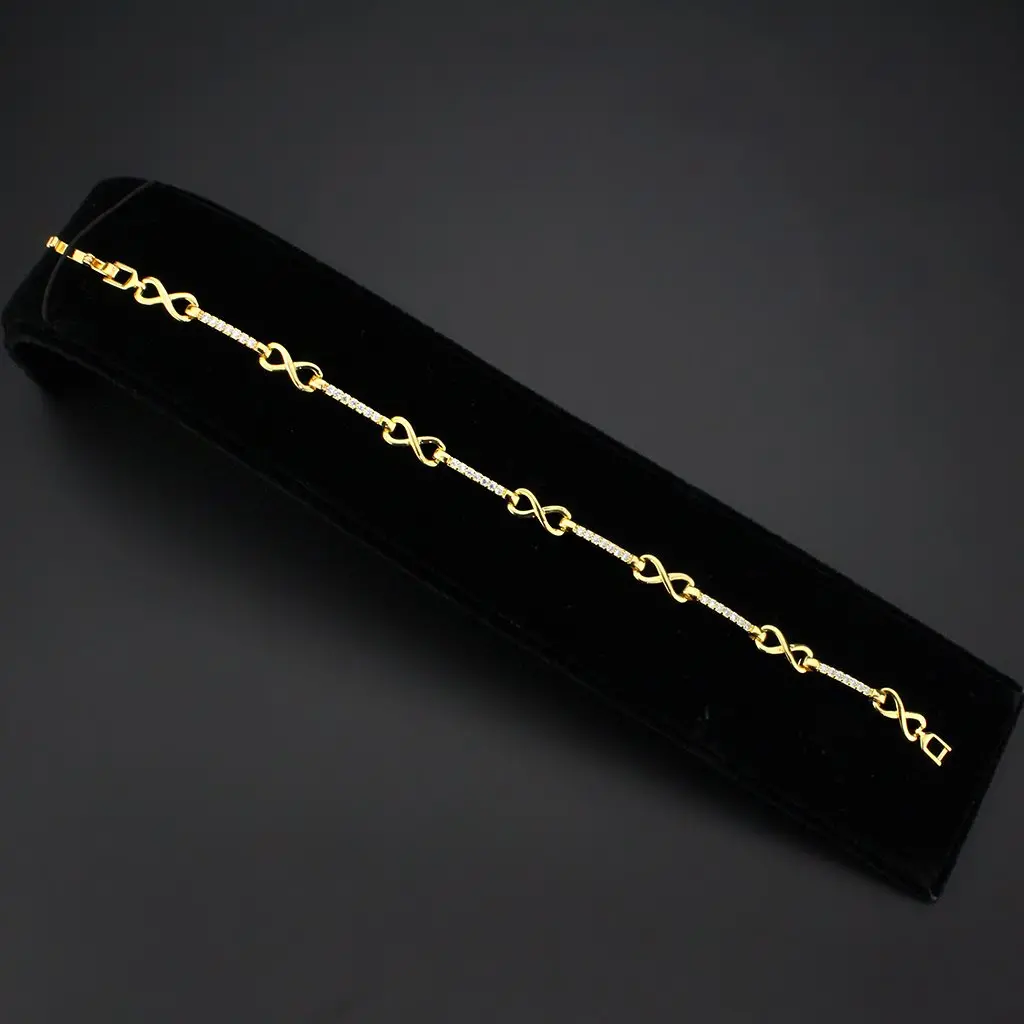 3W1629 - Flash Gold Brass Bracelet with AAA Grade CZ in Clear