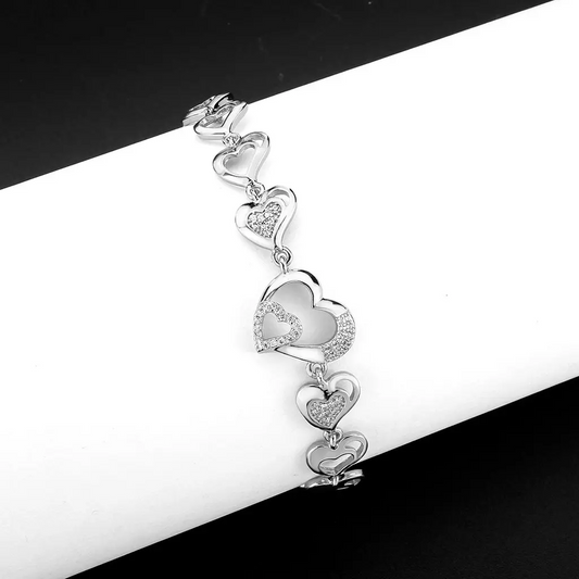 3W1634 - Rhodium Brass Bracelet with AAA Grade CZ in Clear