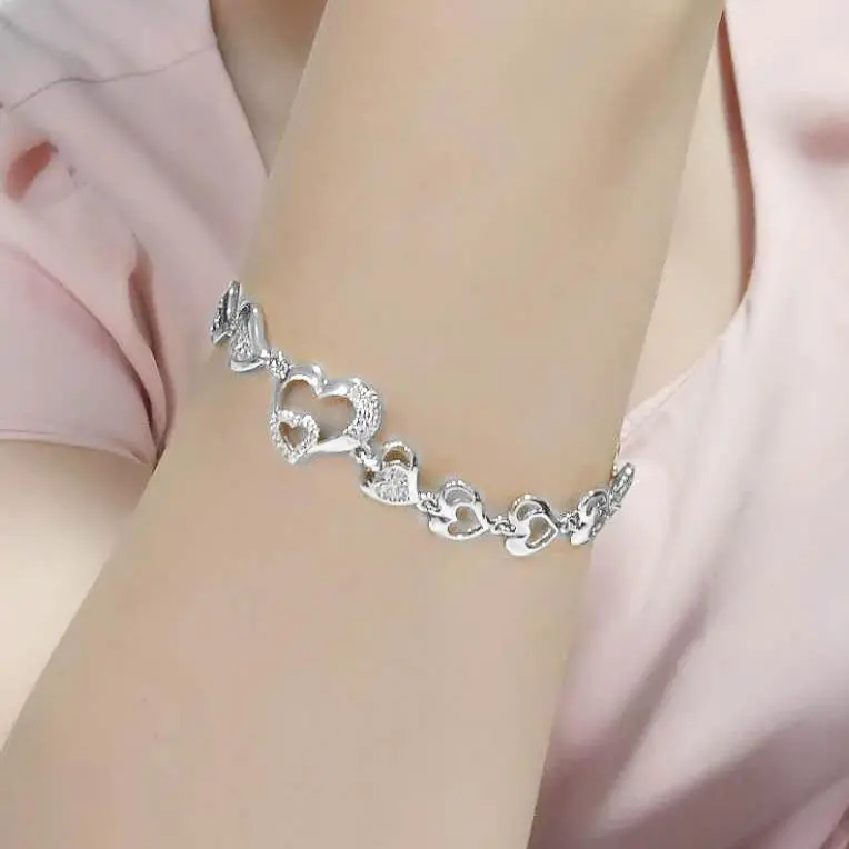 3W1634 - Rhodium Brass Bracelet with AAA Grade CZ in Clear