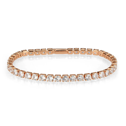 3W1720 - Rose Gold Brass Bracelet with AAA Grade CZ in Clear