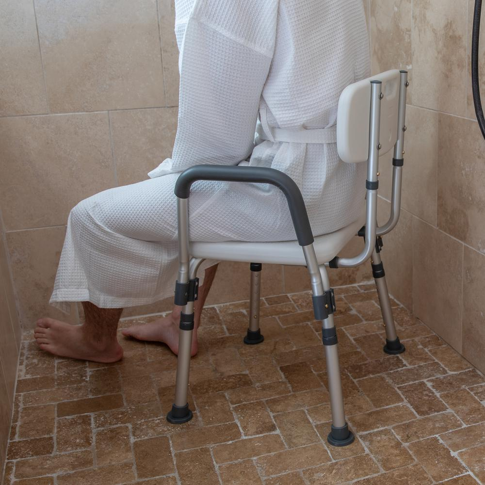 300 Lb. Capacity Adjustable Gray Bath, Shower Chair with Quick Release Back