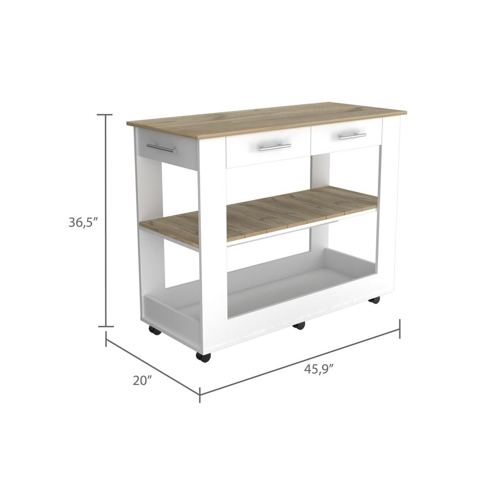 Kitchen Island White-Light Oak