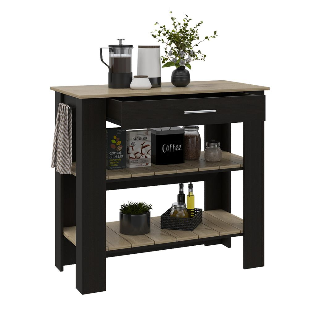 Kitchen Island Black-Light Oak