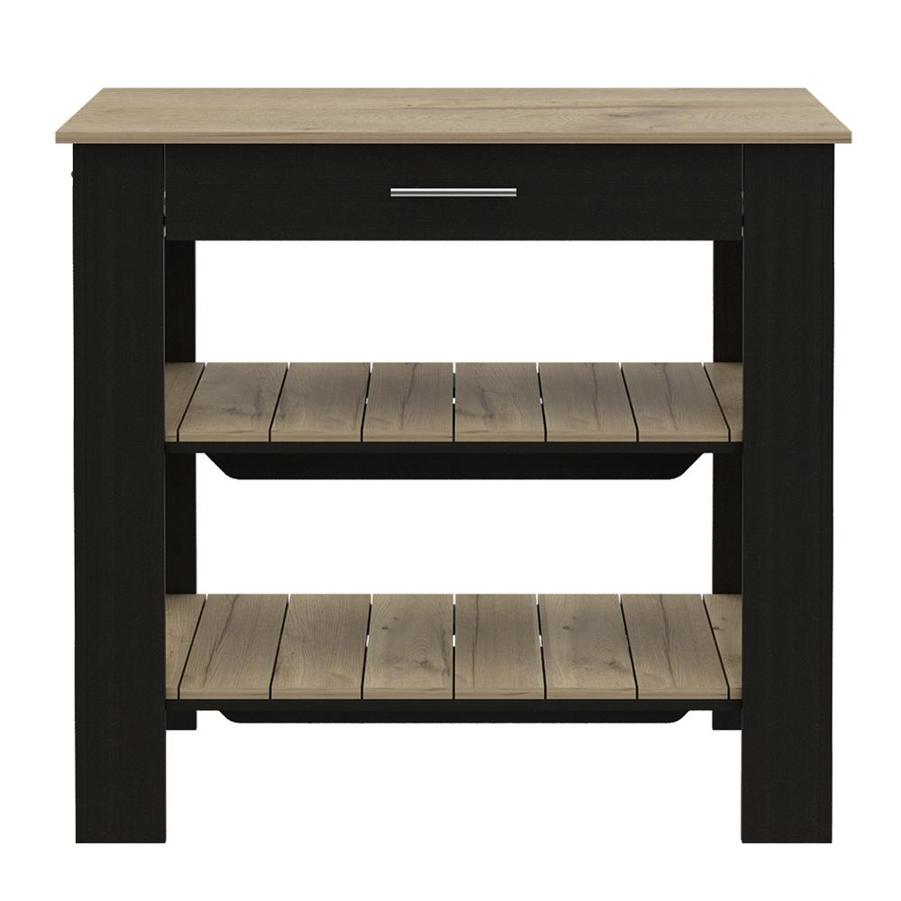 Kitchen Island Black-Light Oak