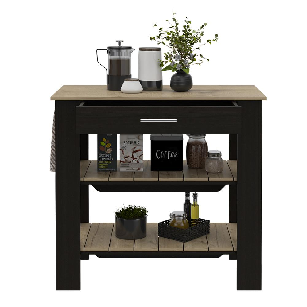 Kitchen Island Black-Light Oak