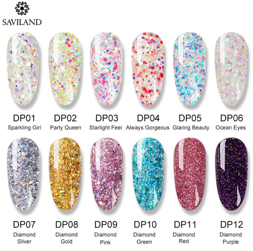 12 Colors Nail Diamond Poly Gel