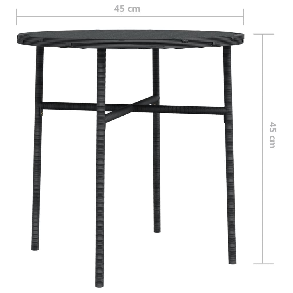 vidaXL Tea Table Black 17.7" Poly Rattan