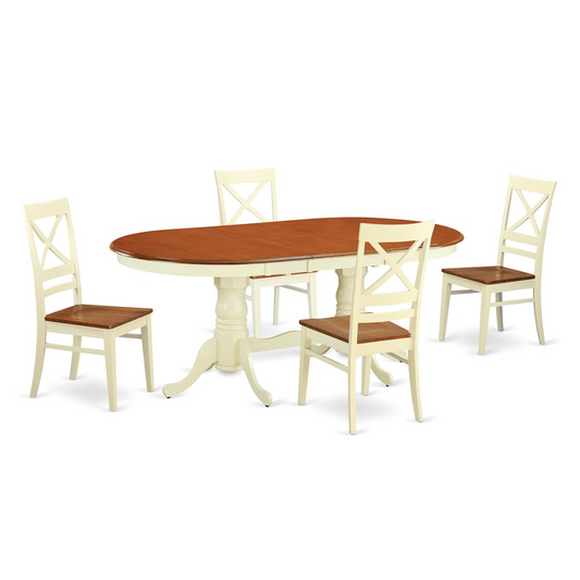 5 Pc set Buttermilk and Cherry finish Table / 4 Chairs