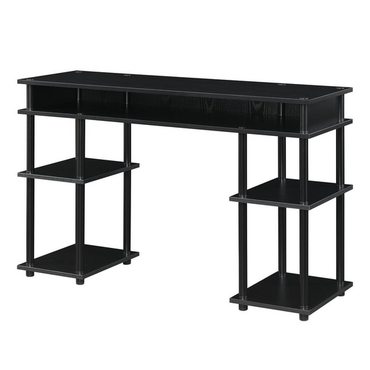 Student Desk with Shelves - Black