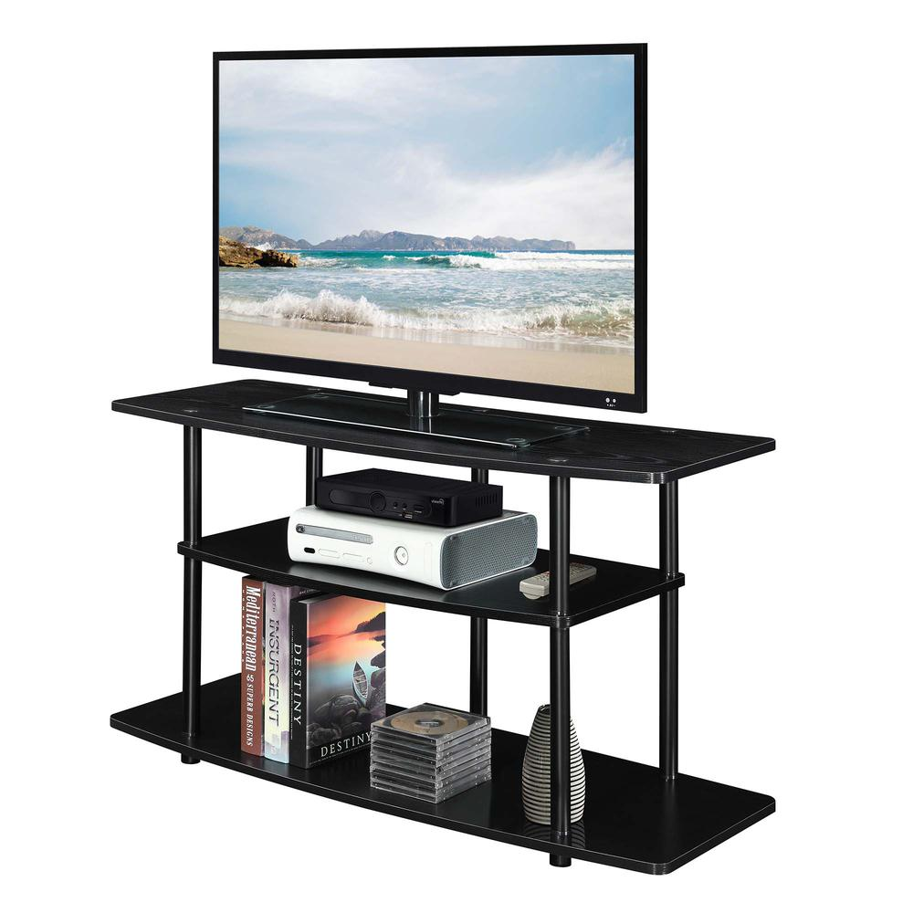 3 Tier Wide TV Stand Black/Black