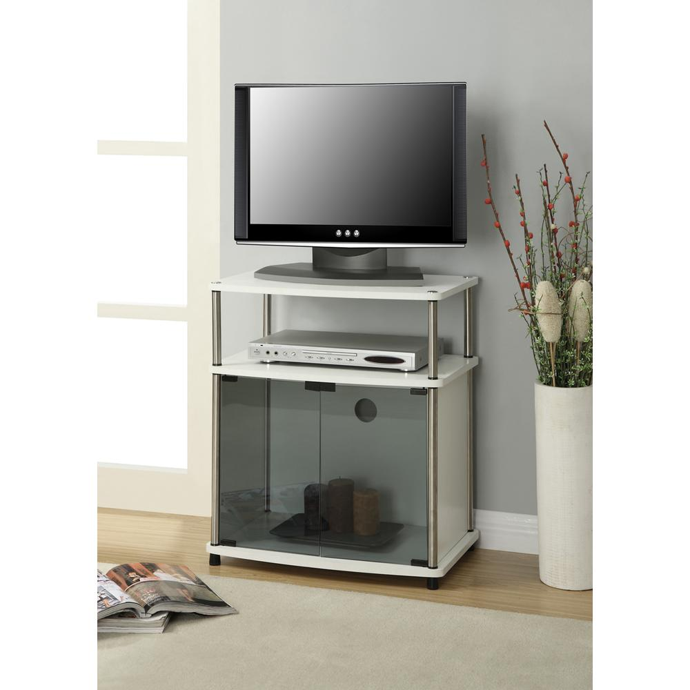 TV Stand with Black Glass Cabinet