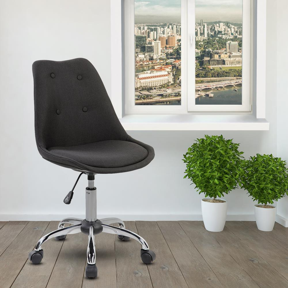 Armless Task Chair with Buttons. Color: Black